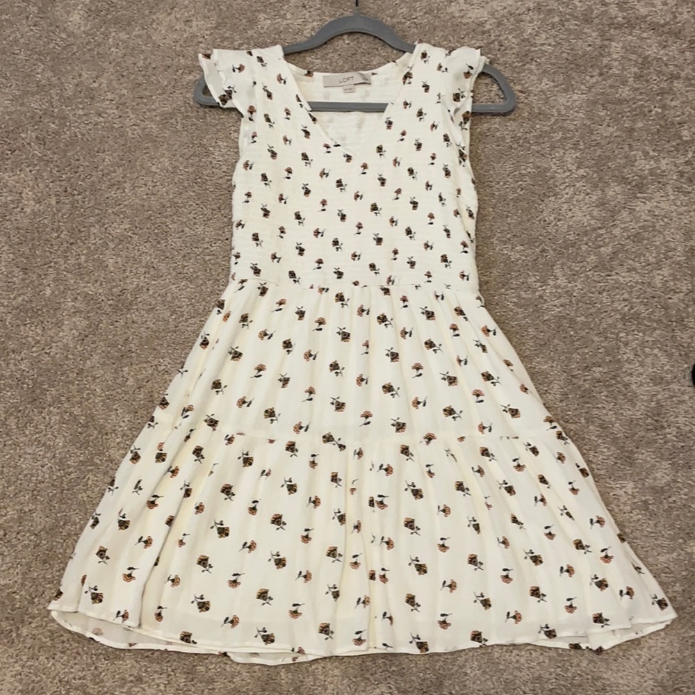 LOFT floral smocked dress